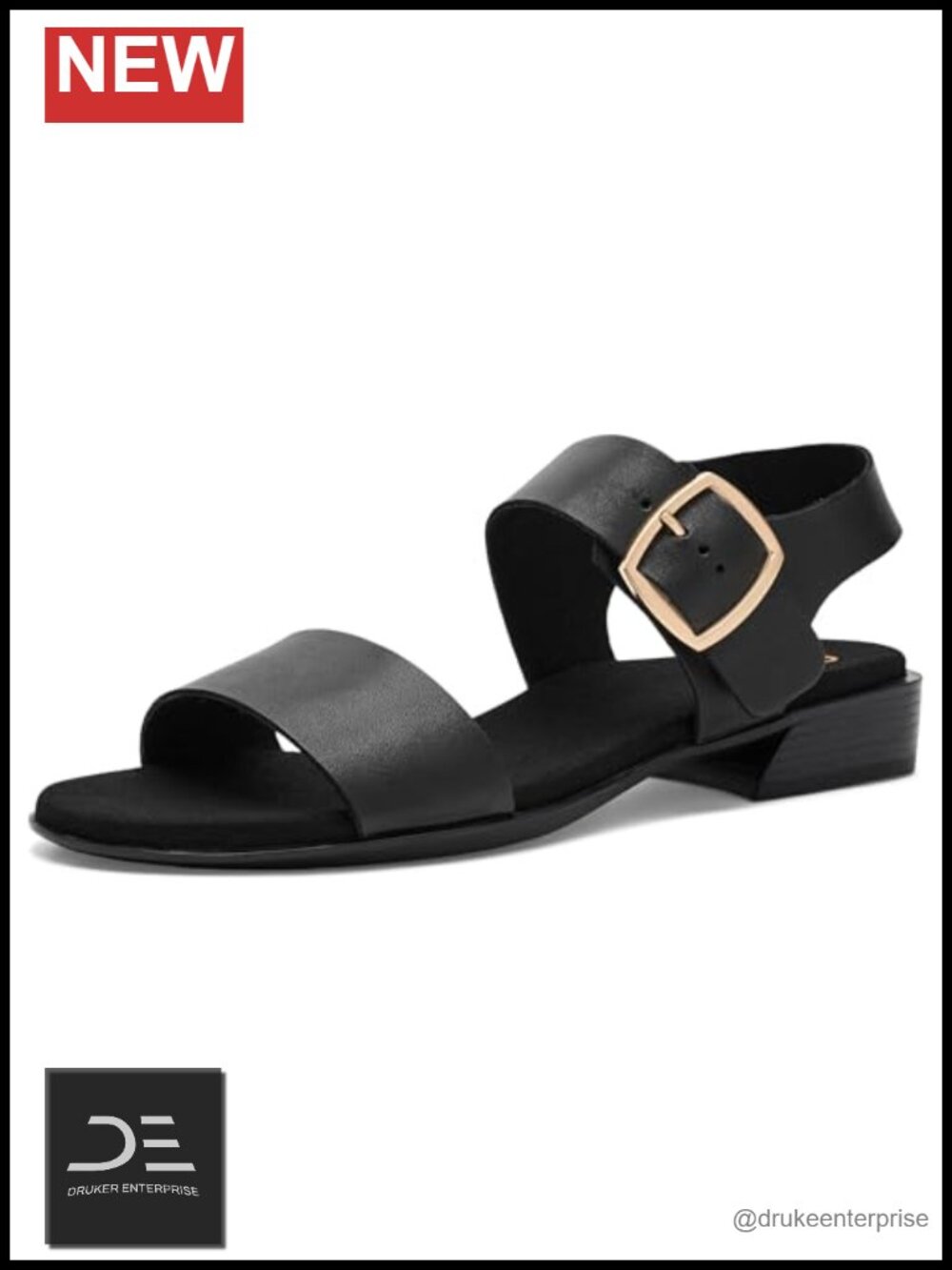 Minimalist Double-Strap Leather Flat Sandal with Buckle